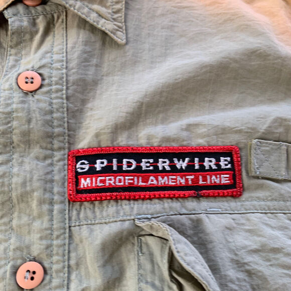 Vintage Penn Reels Mens Shirt Size M Fishing Button Up Embroidered Patches - Picture 8 of 15